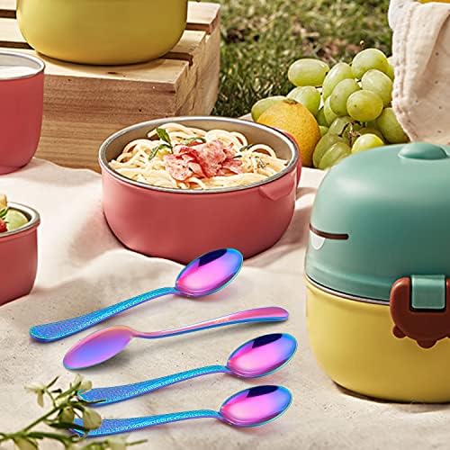 LIANYU 9 Piece Rainbow Kids Stainless Steel Spoon Set