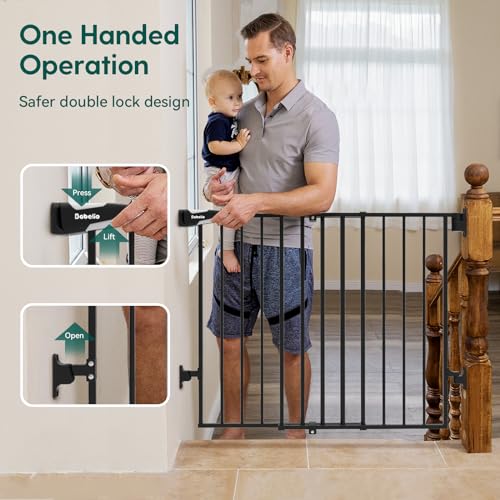 Babelio 26-43 No Bottom Bar Baby Gate - Black