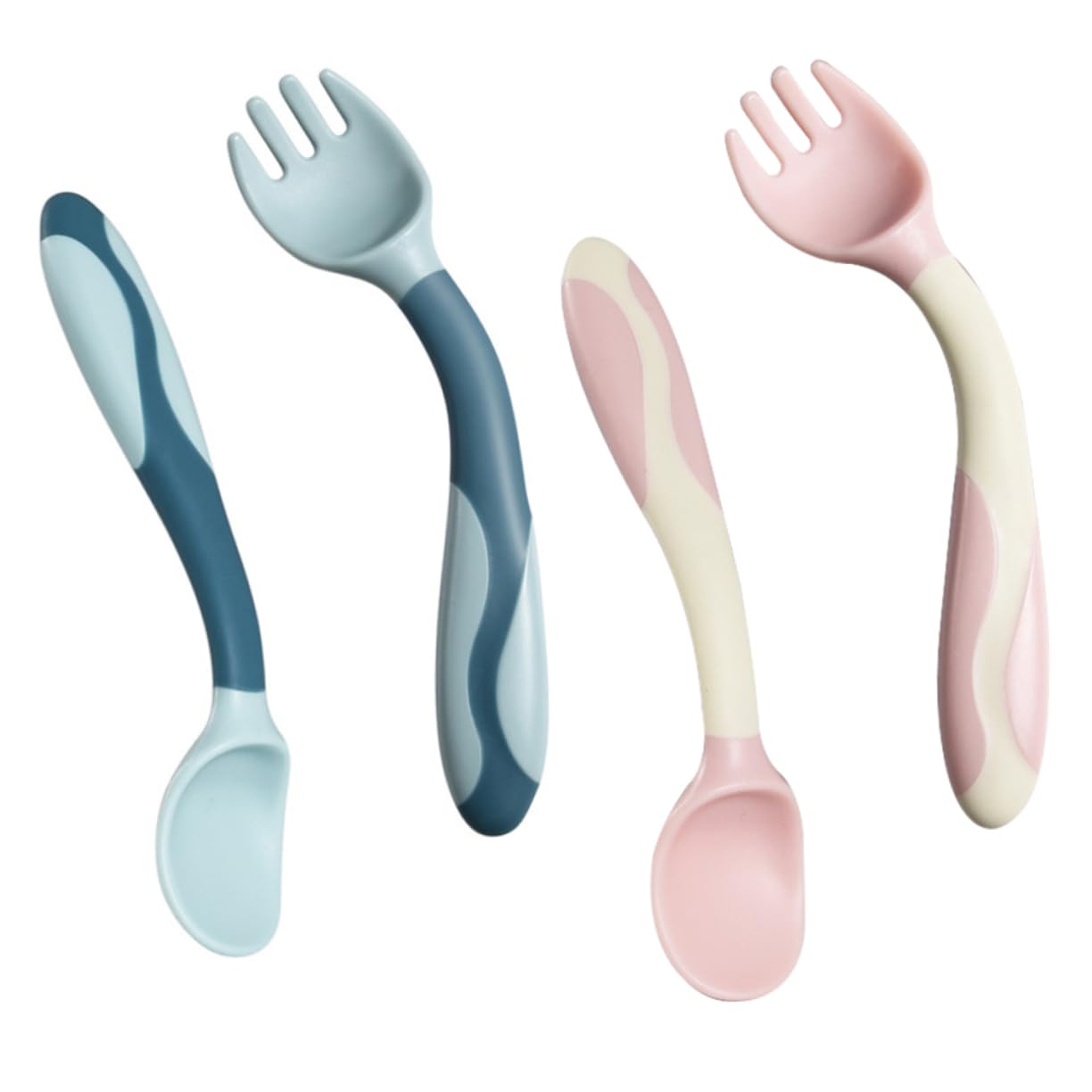 Toyvian 2-Piece Bendable Fork Spoon Set