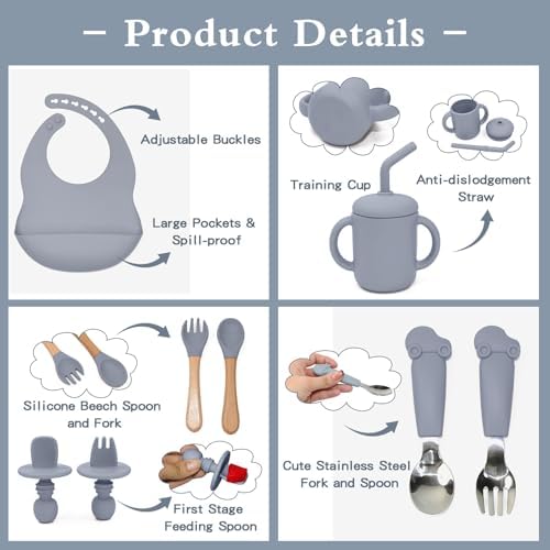 Silicone Baby Feeding Set - 10PCS Safe Adjustable