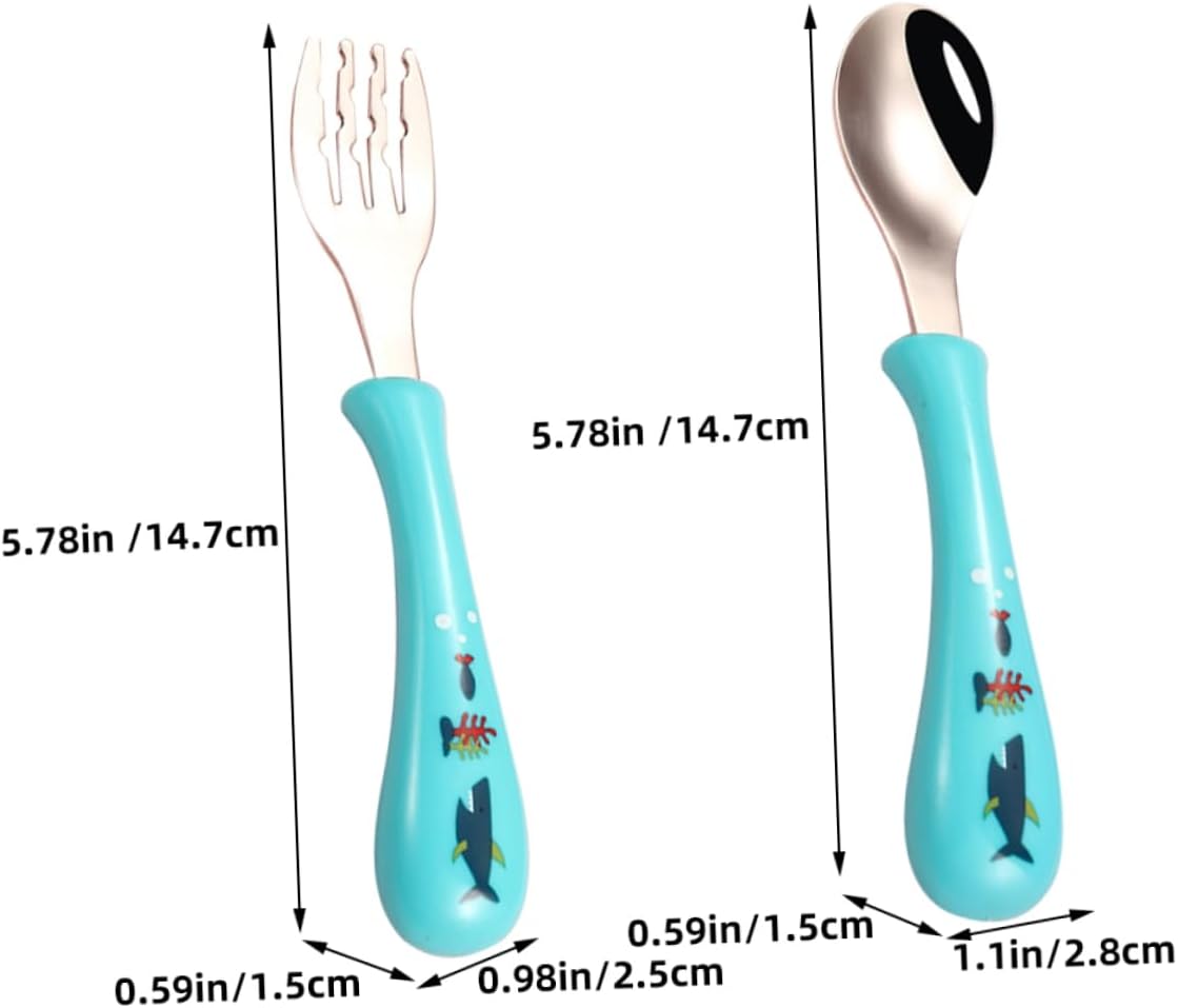 GLSTOY 3-Piece Cartoon Stainless Steel Fork Spoon Set