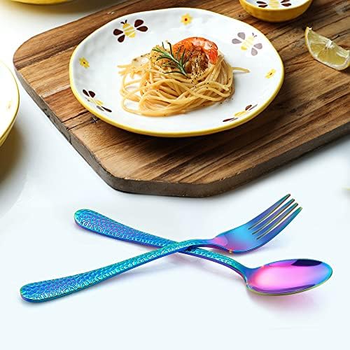 LIANYU 10 Piece Kids Silverware Set Rainbow