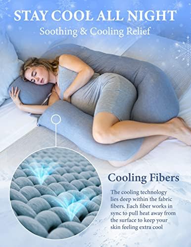 Pharmedoc Pregnancy Pillow - U Shape Full Body Support - Cool Cover - Dark Grey