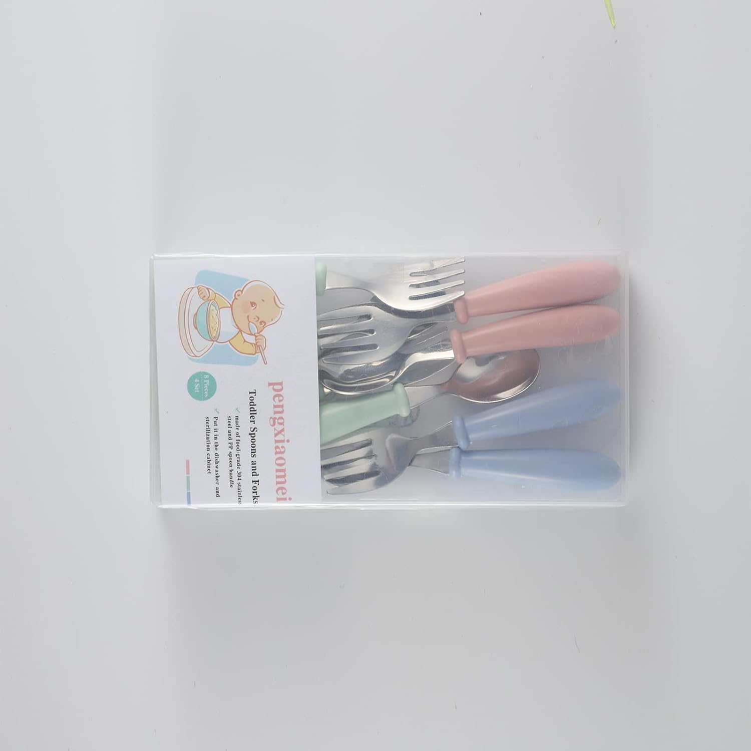 Pengxiaomei 8 Pieces Toddler Utensils Set