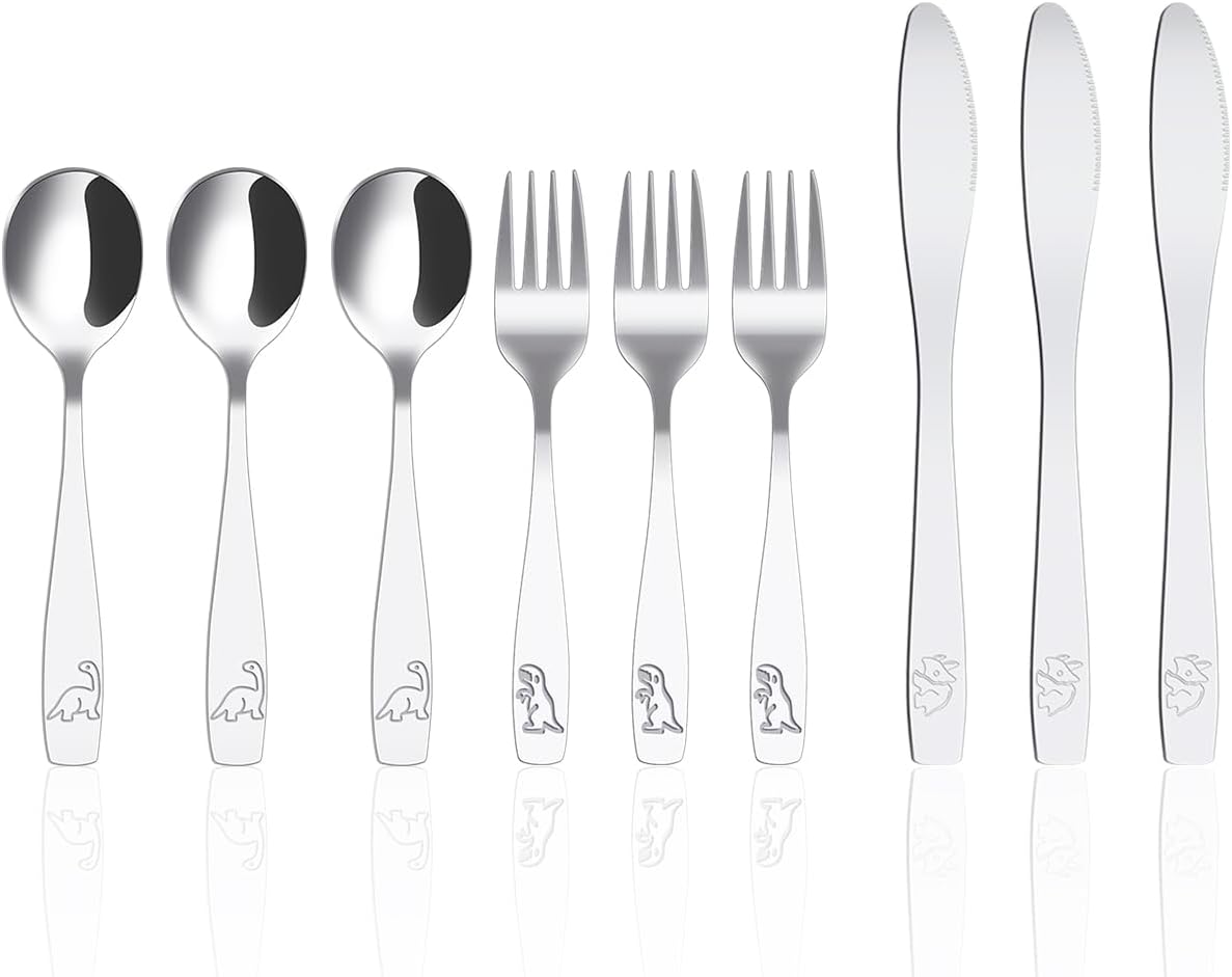 ZFLYCANP Toddler Cutlery Set 410 Stainless Steel 9Pcs Safe Ergonomic