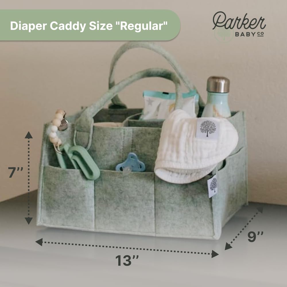 Parker Baby Diaper Caddy - Nursery Car Organizer Sage Green 1