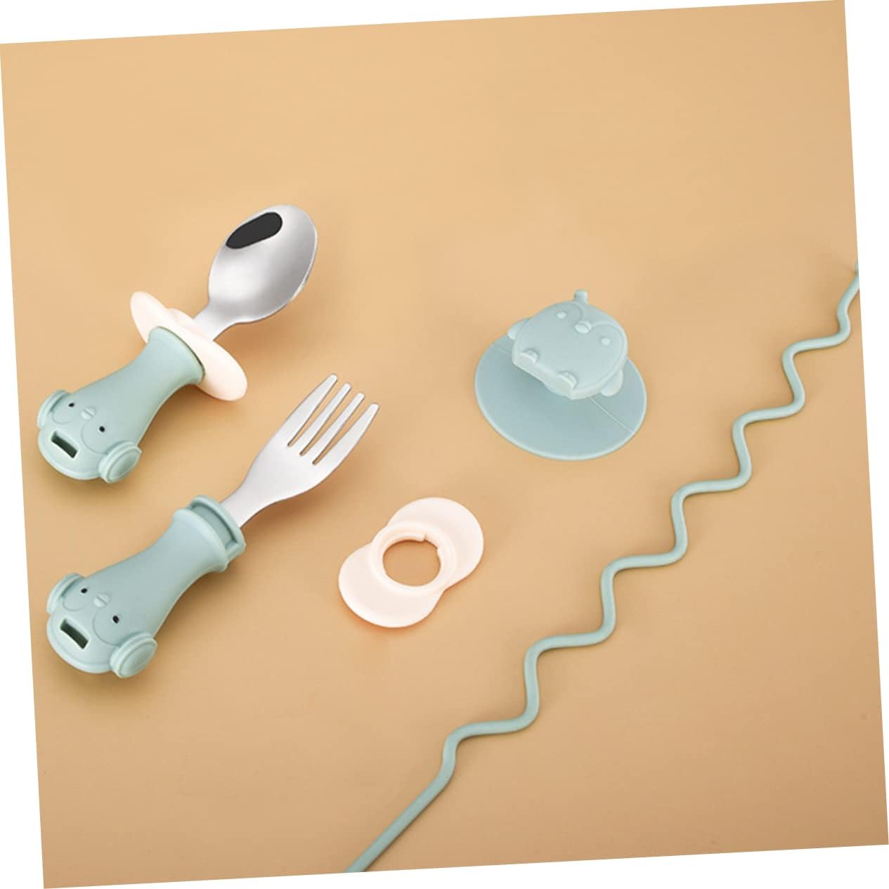 Mikinona 1 Set Silicone Spoon and Fork for Babies