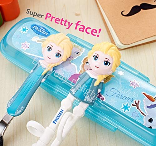 Frozen Queen Elsa Kids Spoon Chopsticks Flatware Set with Case