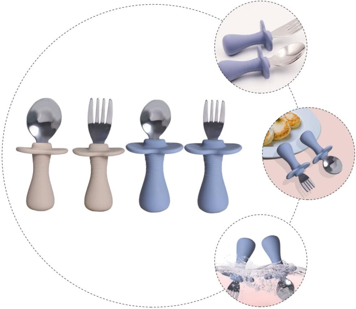 LALADEFIEE 2-Piece Cutlery Set with Silicone Handles and Dark Flatware