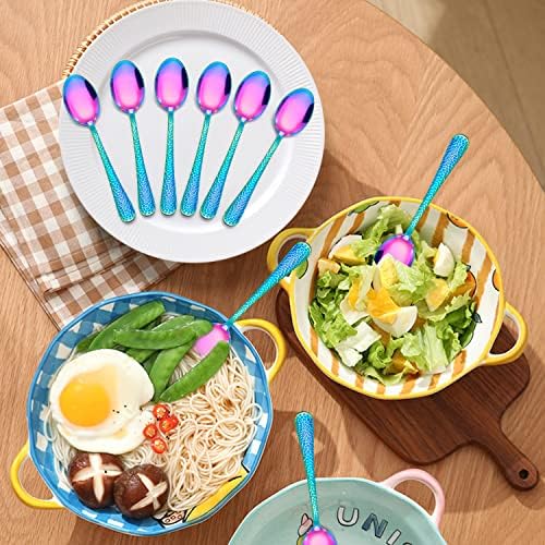 LIANYU 9 Piece Rainbow Kids Stainless Steel Spoon Set