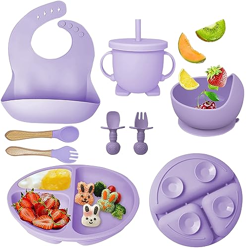 Mrkyy 8-Piece Baby Feeding Set - Purple 1