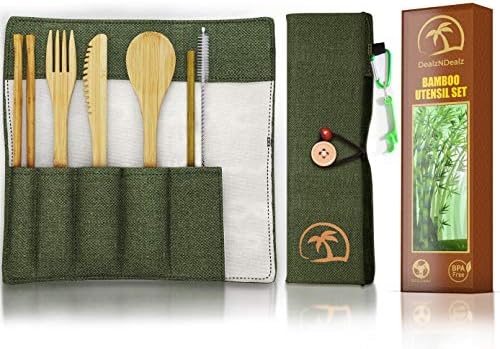 9-Piece Bamboo Utensil Set - Reusable Cutlery Travel Set