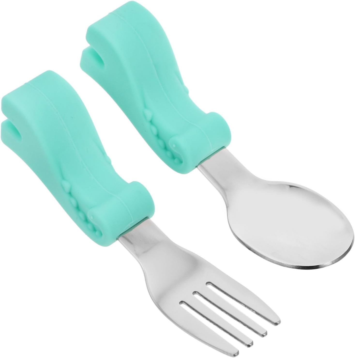 MERRYHAPY Stainless Steel Spoon and Fork Set for Baby Self Feeding