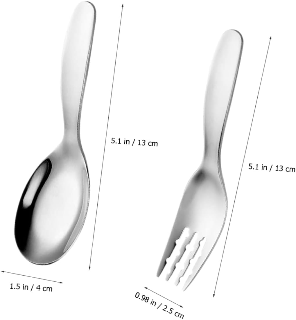 HONMEET 316 Stainless Steel Fork Spoon Set Self Feeding Utensils