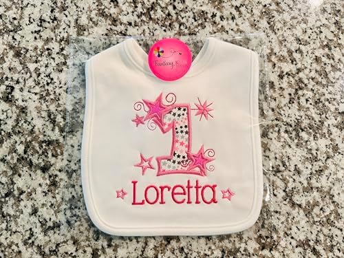 Personalized 1st Birthday Baby Girl Bib with Custom Name