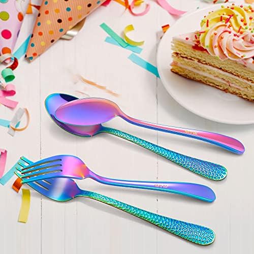 LIANYU 10 Piece Kids Silverware Set Rainbow