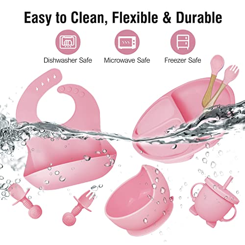 Mrkyy Silicone Baby Feeding Set 8 Piece - Pink 1