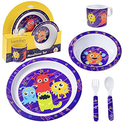 Bentology Monster Mealtime Set for Kids and Toddlers