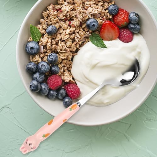 Abaodam 4Pcs Cartoon Bunny Dessert Spoon Set