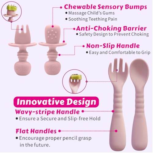 REMONDA Baby Led Weaning Set with Suction Plates Bowls Pink