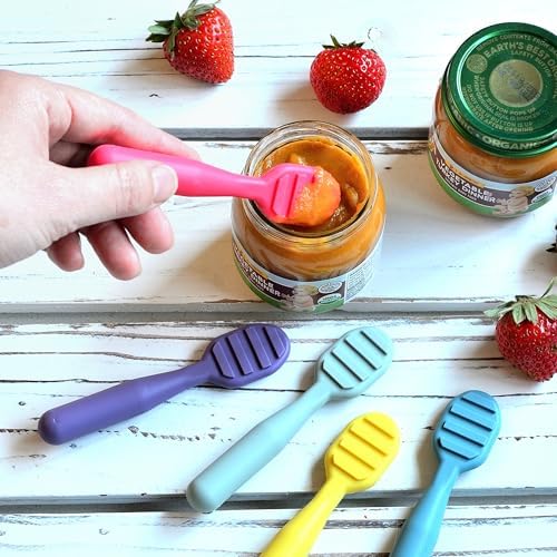 Youngever 5 Pack Silicone Learning Spoons for Kids 6 Months