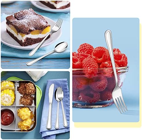 E-far 6-Piece Kids Silverware Set Stainless Steel Safe for Toddlers