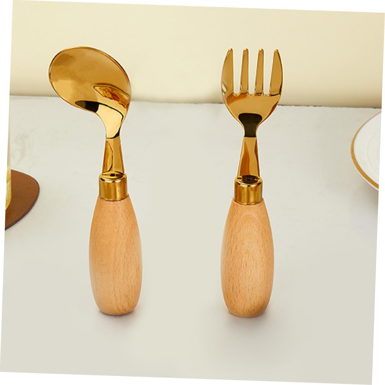 Unomor 4-Piece Curved Spoon Fork Set for Kids