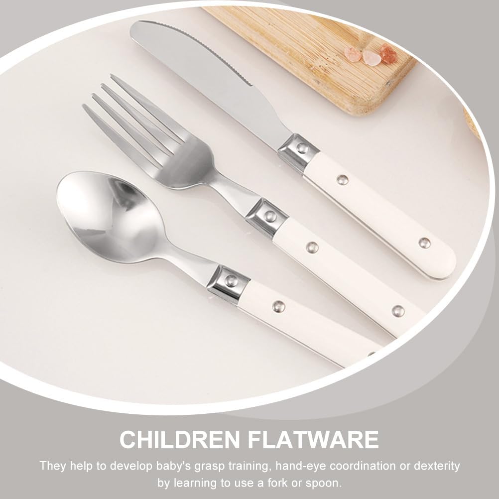 ibasenice 2Pcs Stainless Steel Toddler Spoon and Fork Set