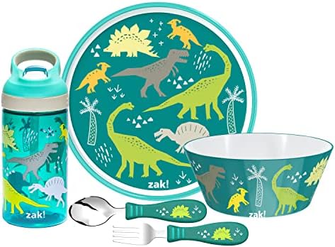 Zak Designs Dinosaur 5-Piece Dinnerware Set for Kids Ages 3