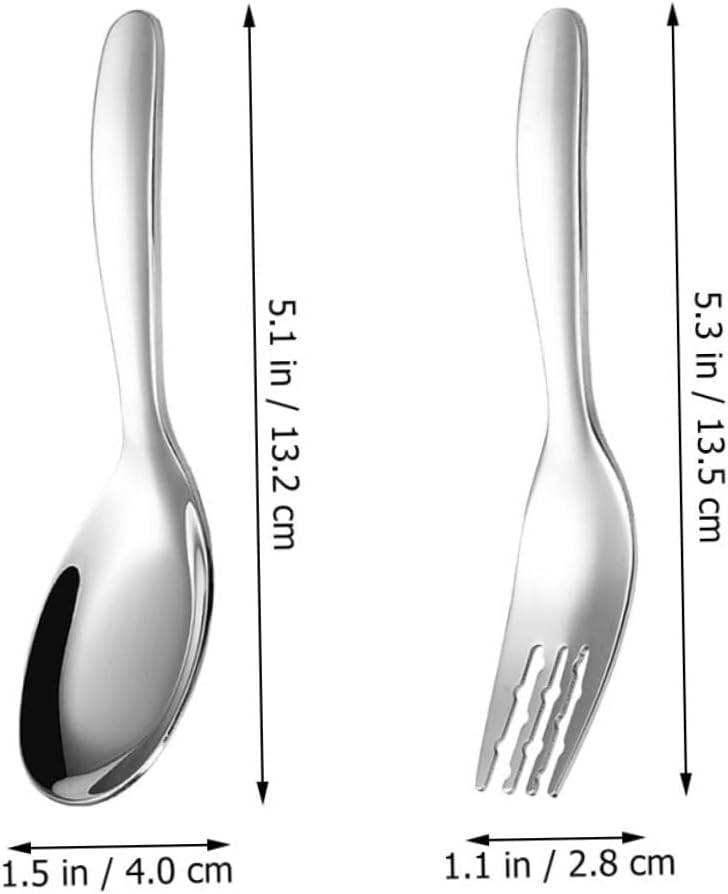 2PCS Stainless Steel Training Fork and Spoon Set for Babies