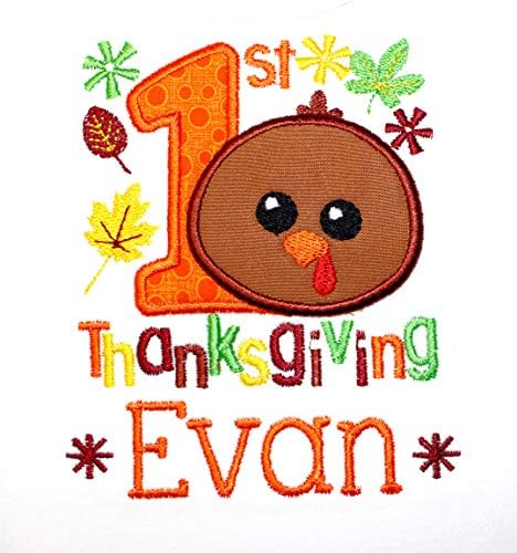 Embroidered Thanksgiving Turkey Bib with Custom Name for Baby
