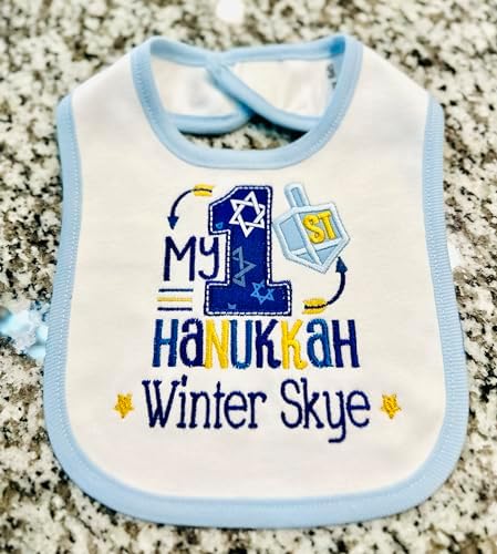 First Hanukkah Baby Bib with Custom Name 1