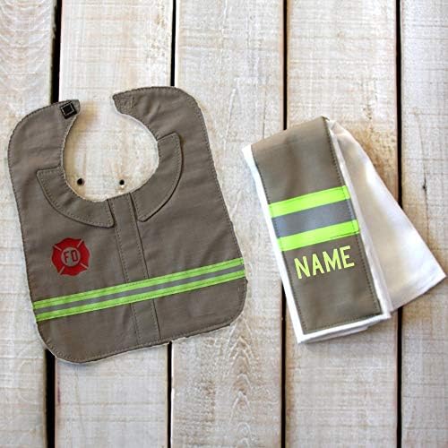 FIS Firefighter Baby Burp Rag and Bib Set
