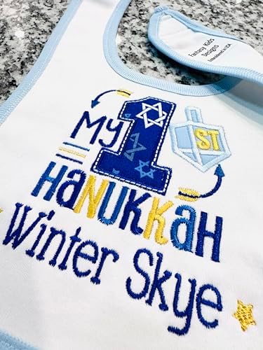 First Hanukkah Baby Bib with Custom Name 1