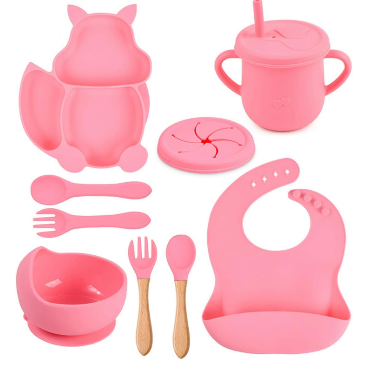 Premium Soft Silicone Animal Print Feeding Set 9 Piece