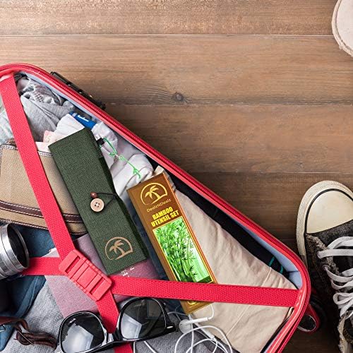 9-Piece Bamboo Utensil Set - Reusable Cutlery Travel Set