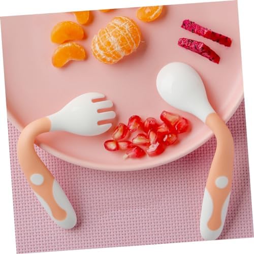 ORFOFE 4 Pcs Bending Fork Spoon Set for Safe Feeding 1