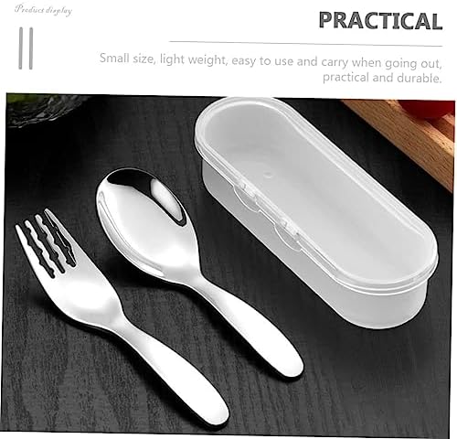 HONMEET 316 Stainless Steel Fork Spoon Set Self Feeding Utensils