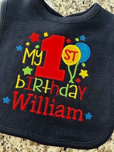 Fantasy Kids Designs First Birthday Boy Bib with Name