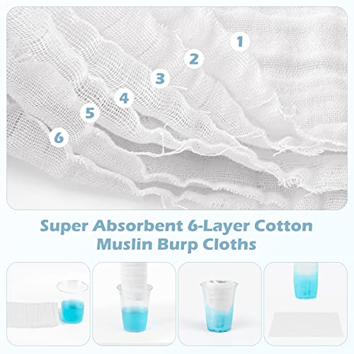 Maliton 6 Pack Muslin Burp Cloths 20x10 100 Cotton 1