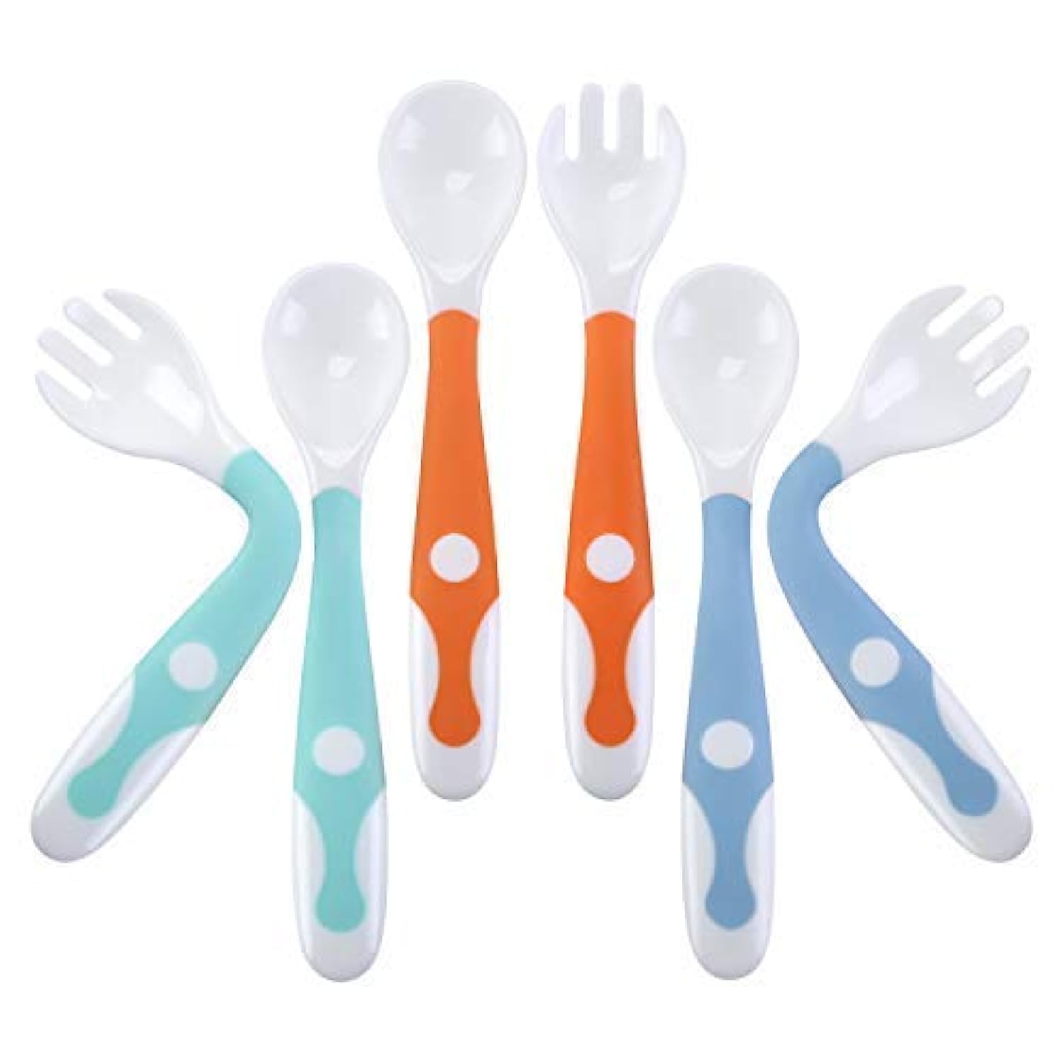 Cute Stone Baby Spoons Forks 3 Sets Self Feeding