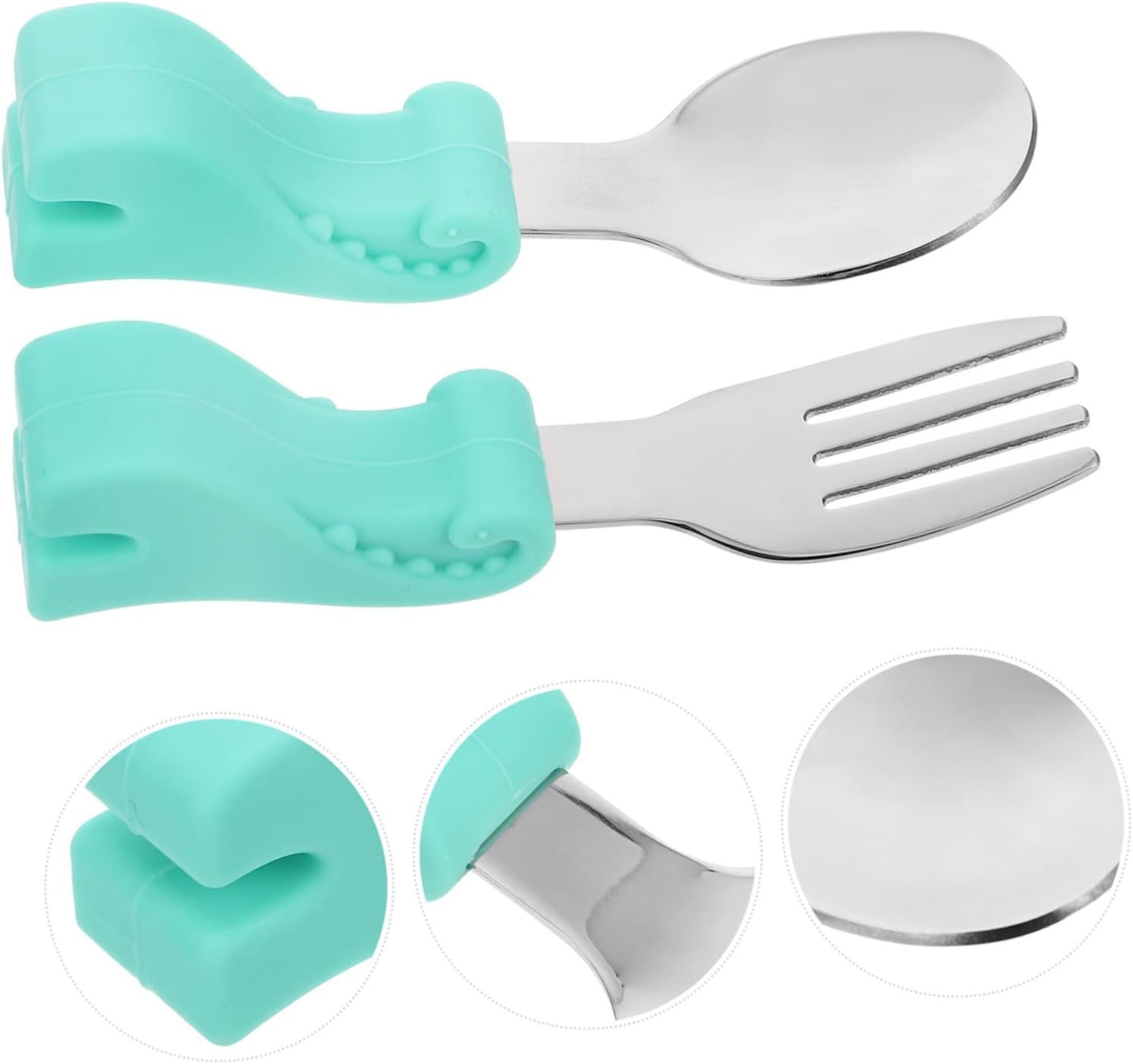 MERRYHAPY Stainless Steel Spoon and Fork Set for Baby Self Feeding
