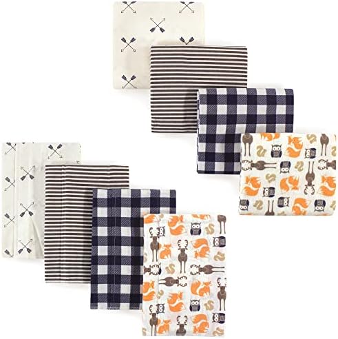 Hudson Baby Unisex Flannel Burp Cloths 8-Piece Forest