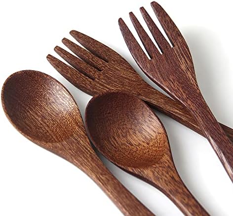 YFWOOD 4-Piece Natural Wooden Kids Utensils Set