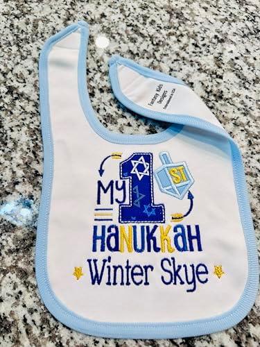 First Hanukkah Baby Bib with Custom Name 1