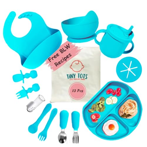 TinyTots Silicone Baby Feeding Set 13 pcs with BLW Recipes