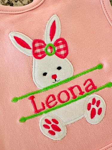 Easter Bunny Bib for Baby Girl with Name
