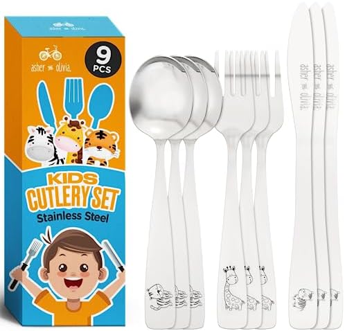 Asher and Olivia 9-Piece Toddler Silverware Set