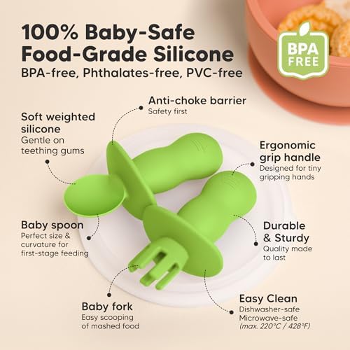 KeaBabies 4-Pack Silicone Utensils and 12-Pack Food Storage Containers