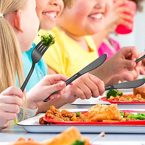 LIANYU 15-Piece Black Kids Silverware Set